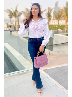 Label Swish - White Floral Balloon Sleeve Shirt