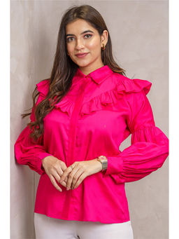 Label Swish - Lulu Hot Pink Frill Shirt