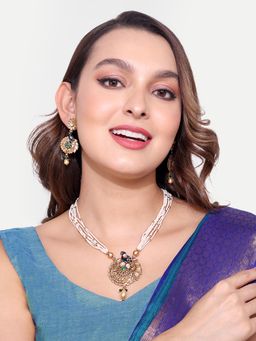 Abdesigns - Multi-Color Gold Plated Kemp Stone & Pearl Antique Jewellery Set