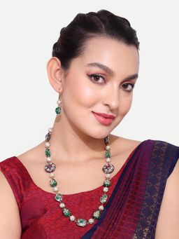 Abdesigns - Multi-Color Beads Pearls Stones Jaipuri Mala Necklace with Earrings
