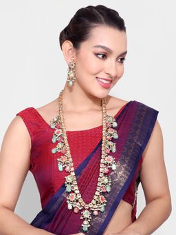 Abdesigns - Multi-Color Jaipuri Beads Stone Mala Necklace with Earrings