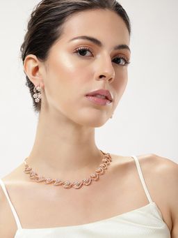 Abdesigns - White Rose Gold Plated Ad Studded Jewellery Set