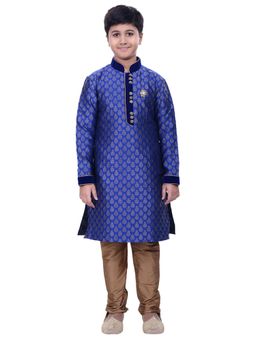 Manyavar - Boys Blue Silk Party Wear Kurta Churidar (set Of 2)