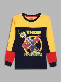 Blue Giraffe - Boys Multi Color Thor Graphic Round Neck Full Sleeves T-Shirt
