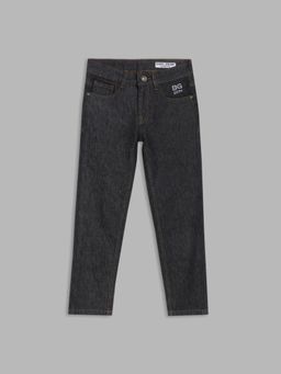 Blue Giraffe - Boys Grey Solid Ankle Fit Jeans