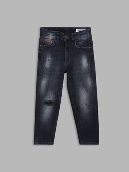 Blue Giraffe - Boys Blue Solid Straight Fit Jeans