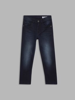 Blue Giraffe - Boys Blue Solid Straight Fit Jeans