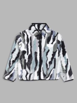 Blue Giraffe - Boys Multi Color Printed Stand Collar Full Sleeves Jacket