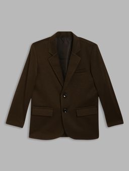 Blue Giraffe - Boys Olive Solid Collar Blazer