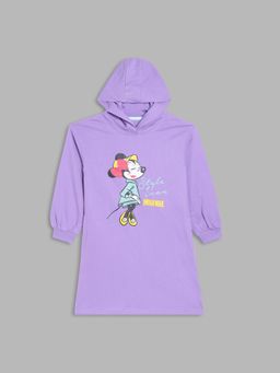Blue Giraffe - Girls Lavender Hooded Full Sleeves Sweat Dress Sweat Dress