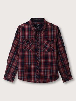 Blue Giraffe - Boys Multi Color Collar Checkered Shirt