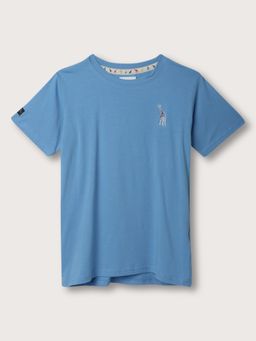 Blue Giraffe - Boys Blue Solid Round Neck T-Shirt