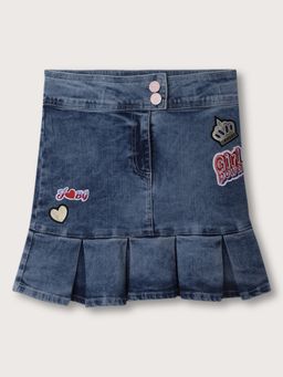 Blue Giraffe - Girls Mid Blue Washed Regular Fit Skirt