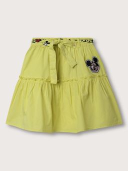 Blue Giraffe - Girls Green Mickey Mouse Printed A-Line Skirt