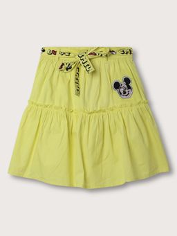Blue Giraffe - Girls Green Mickey Mouse Printed A-Line Skirt