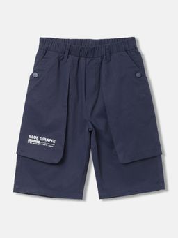 Blue Giraffe - Boys Navy Blue Solid Regular Fit Shorts