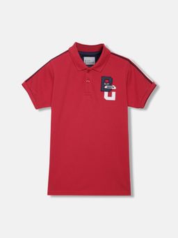 Blue Giraffe - Boys Red Solid Polo Collar Short Sleeves T-Shirt
