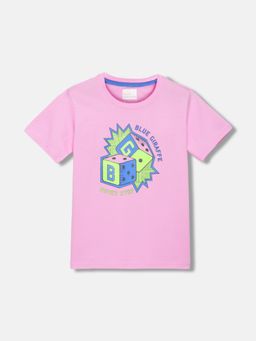 Blue Giraffe - Boys Pink Graphic Round Neck Short Sleeves T-Shirt