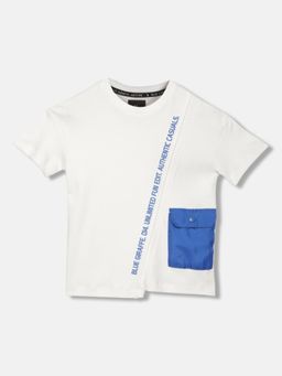Blue Giraffe - Boys Off White Printed Round Neck Short Sleeves T-Shirt