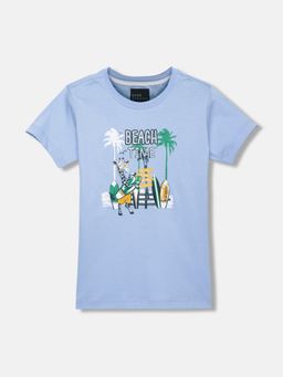 Blue Giraffe - Boys Blue Graphic Printed Round Neck Short Sleeves T-Shirt
