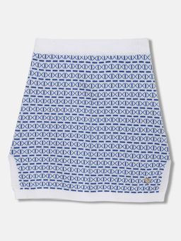 Blue Giraffe - Girls White Printed Regular Fit Skirt