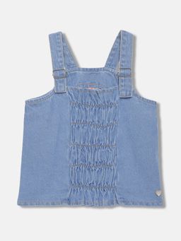 Blue Giraffe - Girls Blue Solid Shoulder Straps Sleeveless Top