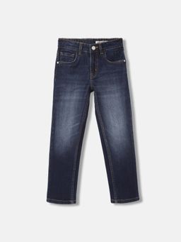 Blue Giraffe - Boys Blue Solid Straight Fit Jeans