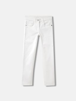ELLE - Girls White Solid Skinny Fit Jeans