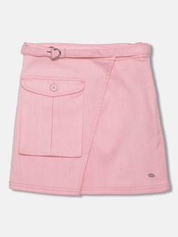 ELLE - Girls Pink Solid Regular Fit Skirt (Set of 2)