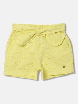 ELLE - Girls Yellow Self-Design Relaxed Fit Shorts