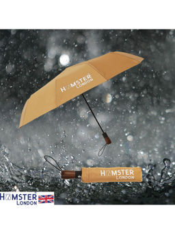 Hamster London - Wooden Automatic Open & Close Pocket Folding Umbrella - Gold