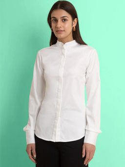 FABLE STREET - Cotton Hidden Placket Shirt White