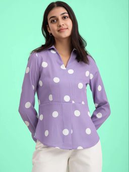 FableStreet - Polka Dot Top - Lavender