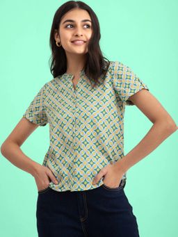 FABLE STREET - Geometric Printed Top - Grey