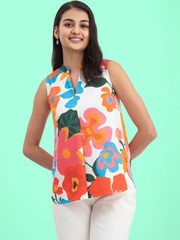 FableStreet - Floral Print Sleeveless Top - Multi Color