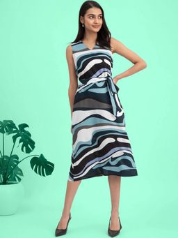 FABLE STREET - Abstract Print Midi Dress - Multi Color (Set of 2)