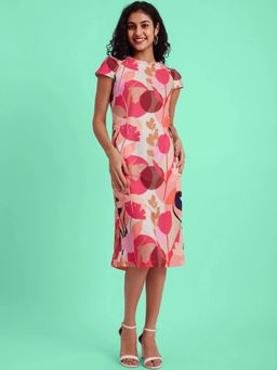 FableStreet - Floral Print Shift Dress Multi-Color