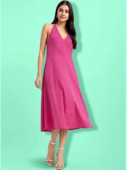 FableStreet - Linen Princess Line Dress - Pink