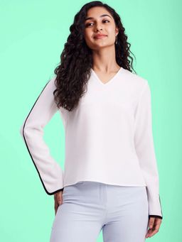 FableStreet - Colour Block Top - White