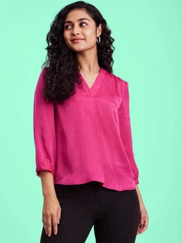 FABLE STREET - Front Pleat Detail Top - Fuchsia