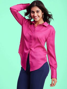 FableStreet - Satin Shirt - Fuchsia