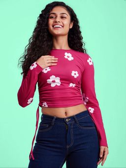 FABLE STREET - Floral Crop Top - Fuchsia