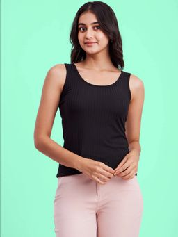 FABLE STREET - Rib Knit Tank Top - Black