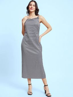 FableStreet - Cowl Neck Slip Dress - Black And White