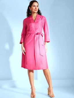 FABLE STREET - FS X PF Zari Detail Front Pleat Dress - Pink (Set of 2)