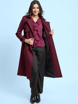 FABLE STREET - Double Breasted Overcoat - Maroon (Set of 2)