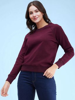 FABLE STREET - Raglan Sleeves Regular Fit Sweatshirt - Wine