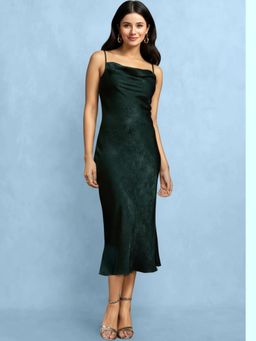 FableStreet - Satin Slip Dress - Green