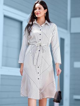 FableStreet - Button Down Shirt Dress - White (Set of 2)