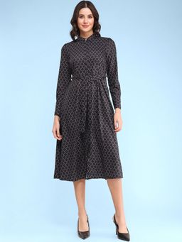 FableStreet - Button Down Shirt Dress - Black (Set of 2)